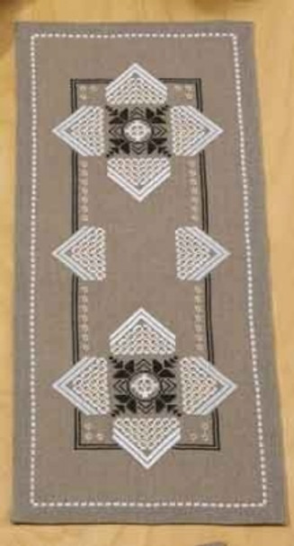 630912 Permin Kit Hardanger Tablerunner small; 10" x 25"; Linen; 26ct