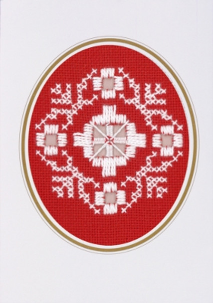 176749 Permin Kit Christams Card  Includes envelope.; 3.6" x 5.2"; White Hardanger; 22c