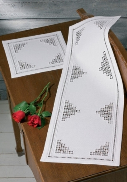 103815 Permin Kit Table Topper (left) 11" x 11"; Hardanger; 22ct