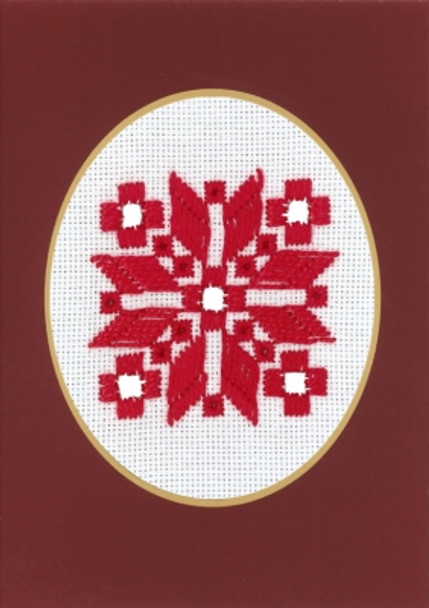 176743 Permin Kit Hardanger Christmas Card 3.6" x 5.2"; White Hardanger; 22ct