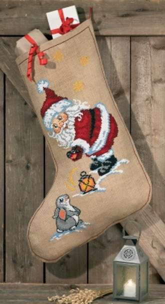 416206 Permin Kit Elf & Rabbit Stocking Fabric for backside.; 24" x 33.6"; Jute 10ct 