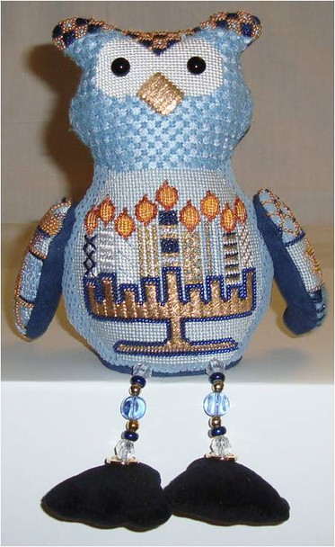 3D Hanukkah Owl 6.5” x 5.5" 18 Mesh Sew Much Fun 