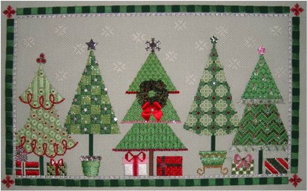 More Christmas Trees 7” x 12” 18 Mesh Sew Much Fun 