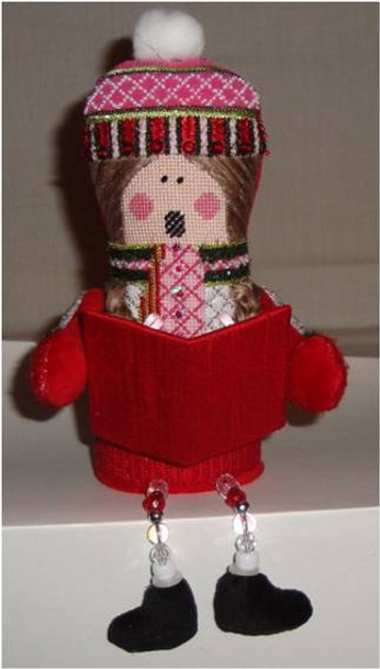 CHRISTMAS Caroler –  Cheryl 7" x 4.5" 18 Mesh Sew Much Fun