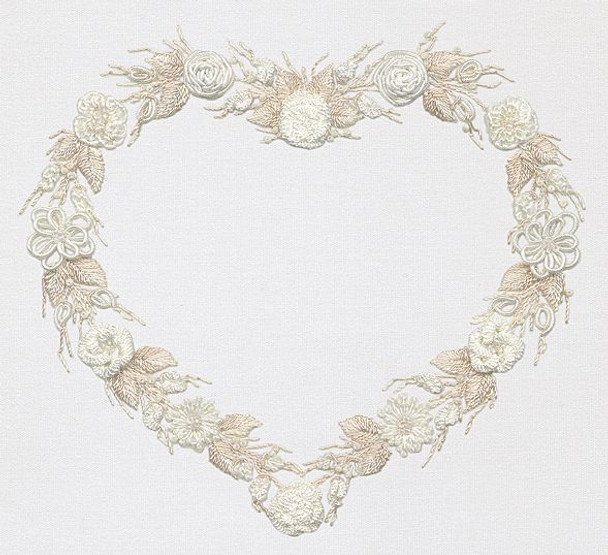 1019 Wedding Wreath White Fabric Print Only EdMar Brazilian Dimensional Embroidery