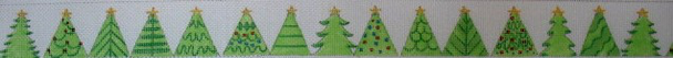 B432 Christmas Trees 18 Mesh Belt Jane Nichols Needlepoint