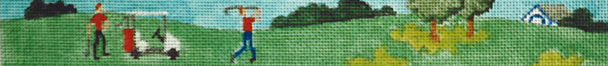 B590 Golf Course With Golfers 18 Mesh Belt Jane Nichols Needlepoint