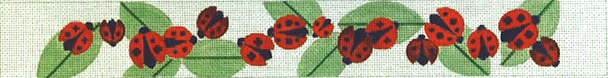 B777 Ladybugs & Leaves 18 Mesh Belt Jane Nichols Needlepoint