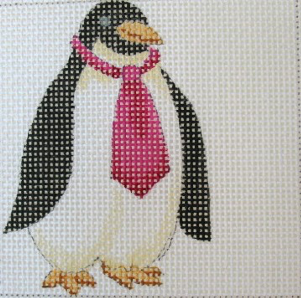 C186 Neck Tie Penguin 4 x 4 13 Mesh Jane Nichols Needlepoint