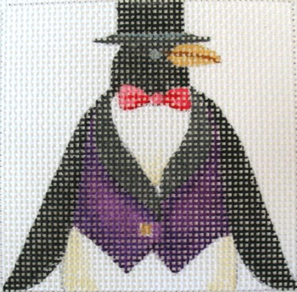 C181 Top Hat Penguin 4 x 4 13 Mesh Jane Nichols Needlepoint
