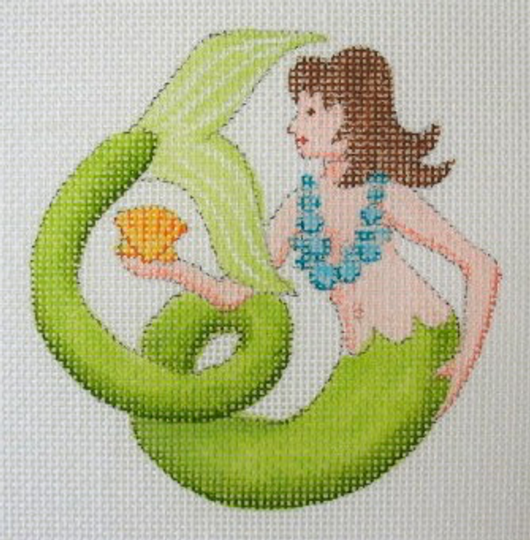 C223 Scallop Mermaid 4 x 4 18 Mesh Jane Nichols Needlepoint