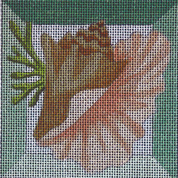 C255 Queen Conch Shadowbox 4 x 4 18 Mesh Jane Nichols Needlepoint