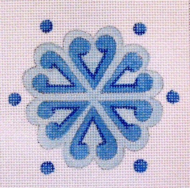 C441 Heart Snowflake 4 x 4 18 Mesh Jane Nichols Needlepoint