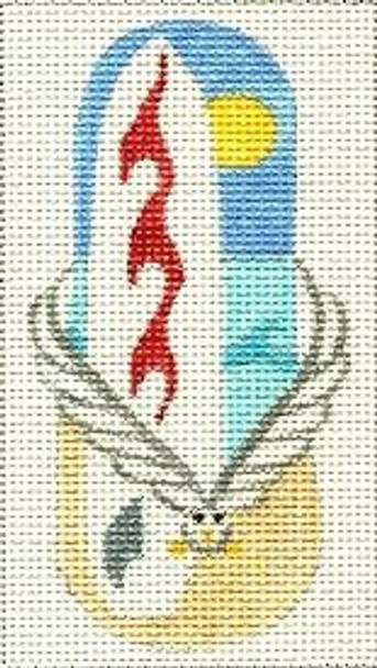 E855 Surf Board Flip Flip Flop Case 3 x 6 on #13 Mesh Jane Nichols Needlepoint