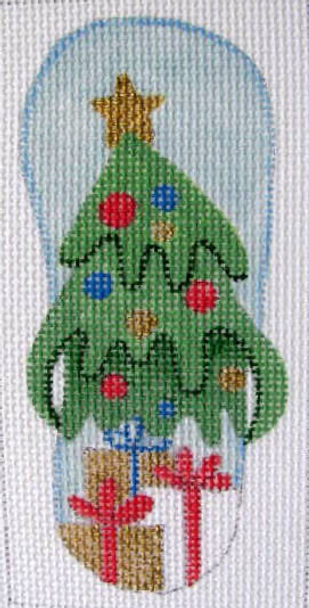 E860 Tree/Gifts Flip Flop Case 3 x 6 on #13 Mesh Jane Nichols Needlepoint