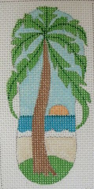 E866 Palm Beach Flip Flop Case 3 x 6 on #13 Mesh Jane Nichols Needlepoint