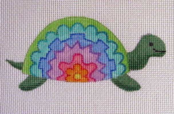 1215 Pastel Rainbow Turtle 5 x 7 13 Mesh Jane Nichols Needlepoint