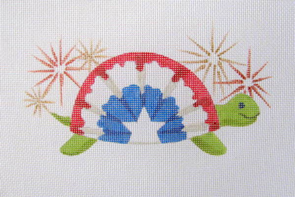 1207 July Bunting Turtle 6 x 8 18 Mesh Jane Nichols Needlepoint