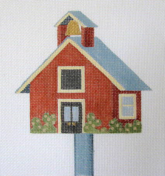 1109 September School Birdhouse 7 x 7 18 Mesh Birdhouse Jane Nichols Needlepoint