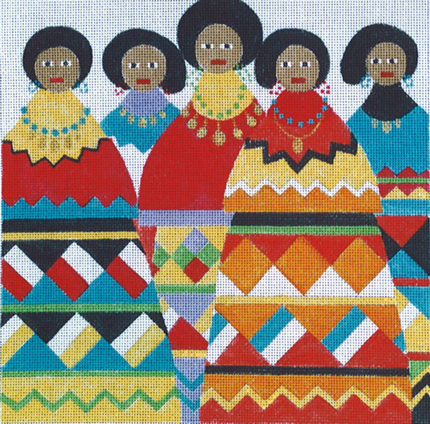 802S Sisters 7 X 7 18 Mesh Seminole Doll Jane Nichols Needlepoint