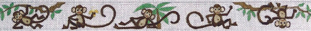 L549 Monkeys 13 Mesh 2.5 x 20 Luggage Straps  Set of 3 Jane Nichols Needlepoint