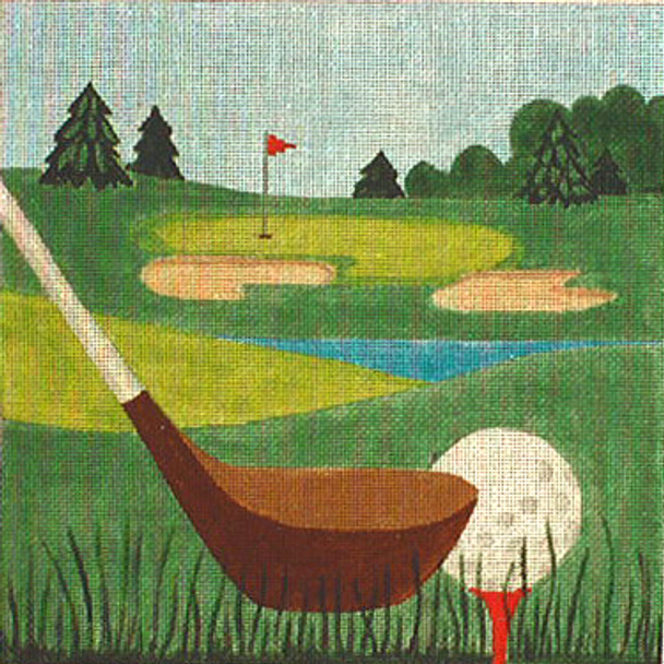 P004 Wood 12 x 12 13 Mesh Golf Jane Nichols Needlepoint