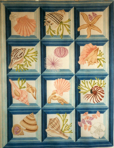 R750 Shell Shadowbox-Lg 40 x52 10 Mesh Rug Jane Nichols Needlepoint