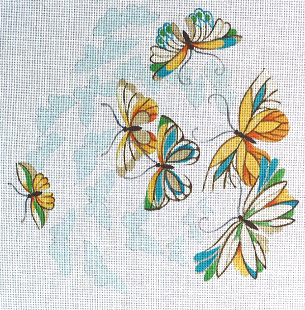 163 Butterflies, Bfly Shadow 14 x 14 13 Mesh Jane Nichols Needlepoint