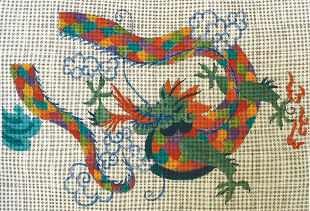 650P Dragon Pillow 10 x 14 18 Mesh Jane Nichols Needlepoint