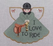 (PPD) PP996IY Angel With Charms Love to Ride English (Light Green) 5.25 x 4 18 Mesh Painted Pony Designs