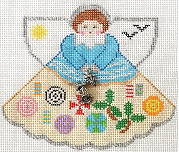 (PPD) PP996JS Angel With Charms Sunbrella Beach (Scene) 5.25 x 4 18 Mesh Painted Pony Designs