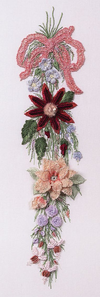 1607 Hanging Bouquet Print Only white Fabric Size 14X24 EdMar Brazilian Dimensional Embroidery