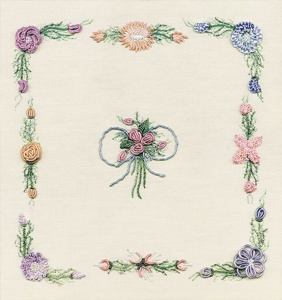 1814 Spring Bouquet Print Only Fabric Size16X16 EdMar Brazilian Dimensional Embroidery