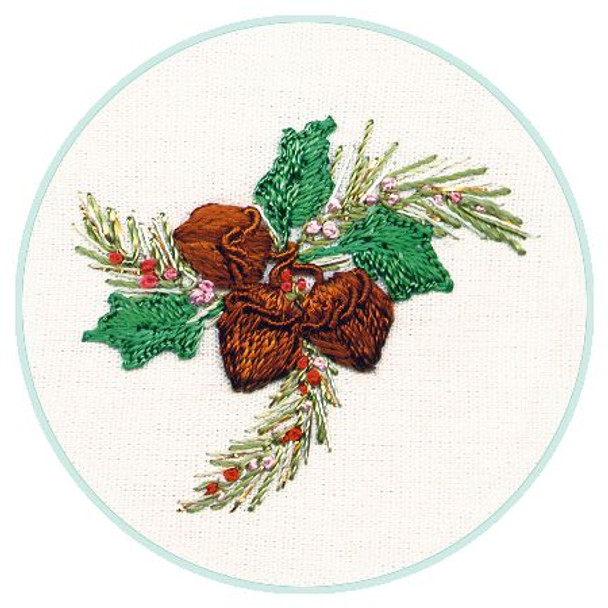 2053 Christmas Acorns Kit Fabric Size 7X7 EdMar Brazilian Dimensional Embroidery
