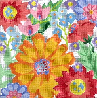 173f Jean Smith Designs Small Fantasy Garden Design #6  8" Square 13 mesh