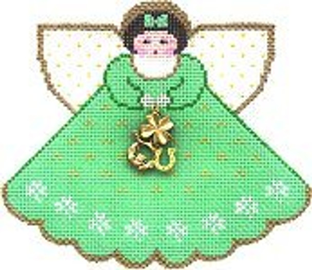 PP914 Angel With Charms Luck O’ The Irish (green) 18 Mesh 5.25x4.5 Painted Pony Designs