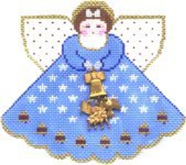 PP918 Angel With CharmsLiberty Bells Blue 5.25x4.5 18 Mesh Painted Pony Designs