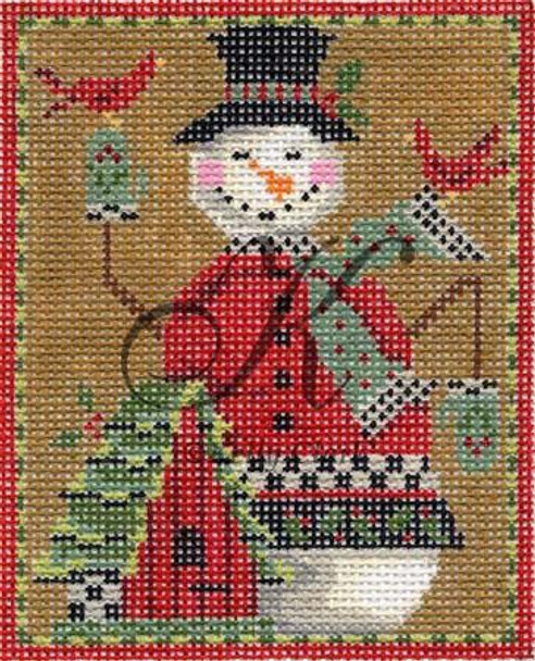 KCN20 Snowman & Bird Chalet 4.75" x 6.25", 13 Mesh KELLY CLARK STUDIO, LLC