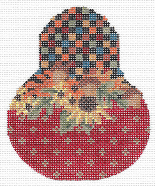 KCN1436 Autumn Folk Art Pear 3.5"w x 4.5"h 18 Mesh KELLY CLARK STUDIO, LLC