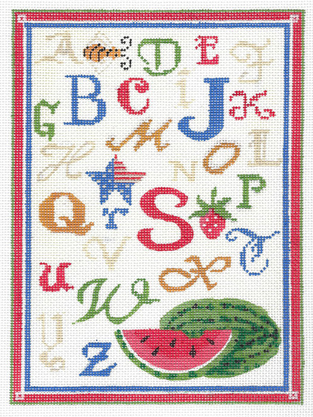 Country Samplers KCA37-18 ABC Summer Linen Sampler 5.75"w x 8.375"h - 18 Mesh KELLY CLARK STUDIO, LLC