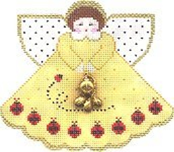 PP986 Angel With Charms Ladybug (Pale Gold) 18 Mesh 5.25x4.5 Painted Pony Designs