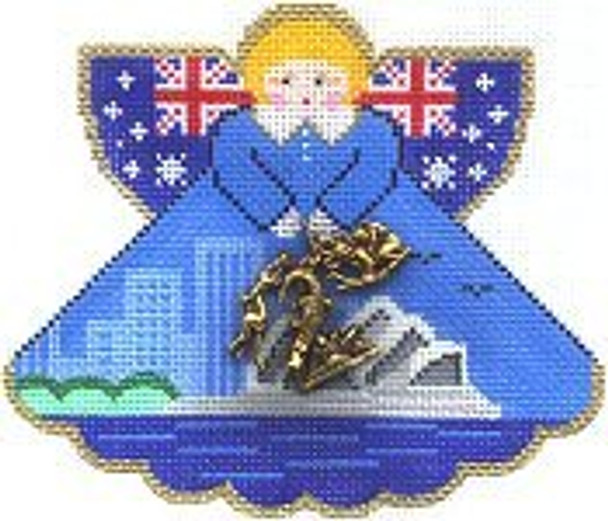 PP994AJ Angel with charms: Australia (opera house)  5.25x4.5 18 Mesh Painted Pony Designs