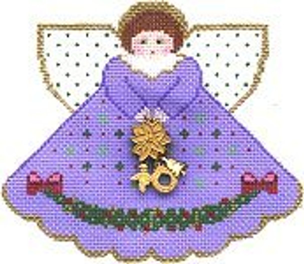 PP989 Angel With Charms Hanging Of The Greens (purple) 18 Mesh 5.25x4.5 Painted Pony Designs