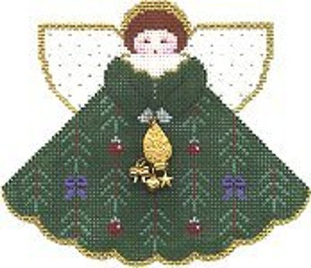 (PPD) PP996AD Angel with Charms Trim the tree (green) 5.25 x 4 18 Mesh Painted Pony Designs