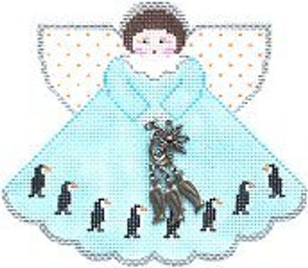 PP996AN Angel with charms: Penguins (icey blue) 18 Mesh 5.25x4 Painted Pony Designs