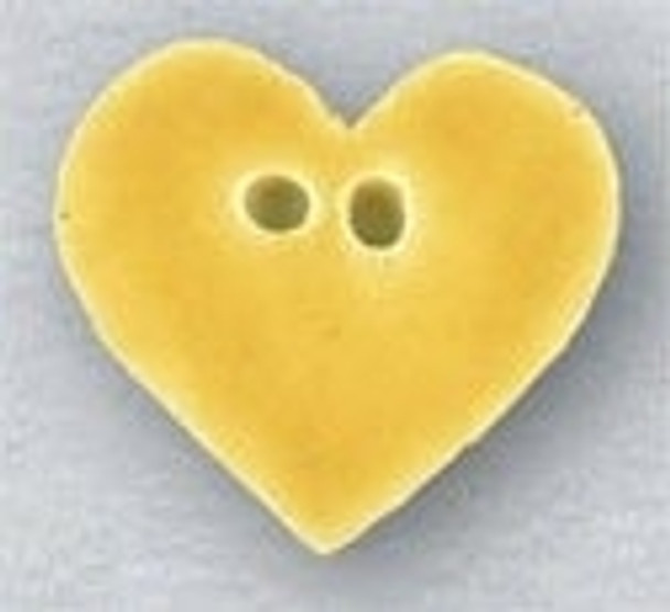 86401 Mill Hill Ceramic Hand Painted Button Small Bright Yellow Heart; 5/8" x 5/8"