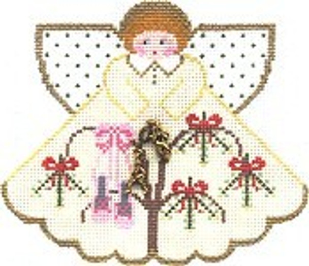 (PPD) PP996CI Angel with charms Nine Ladies Dancing (Cream) 18 Mesh 5.25 x 4 18 Mesh Painted Pony Designs