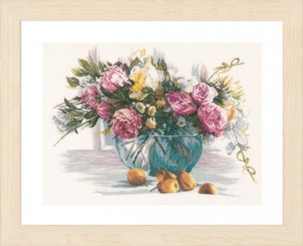 PN162299 Lanarte Kit Flowers 21.2" x 15.2"; Ecru Linen; 27ct 