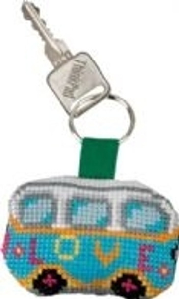 116113 Permin Kit Love VW Bus Keyring Bias band, ring and back included.; 2" x 2"; White Aida ; 14ct