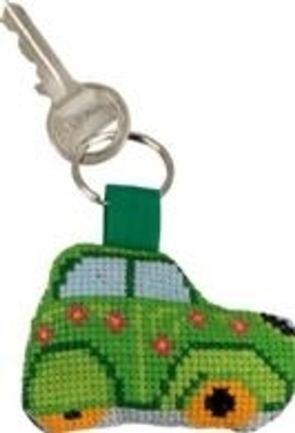 116115 Permin Kit Green Citroen Keyring Bias band, ring and back included.; 2" x 2"; White Aida ; 14ct